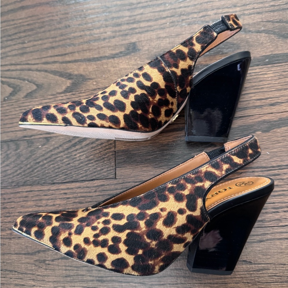 Tory Burch Lila Calfhair Pointed Toe Slingback heels - Picture 3 of 7